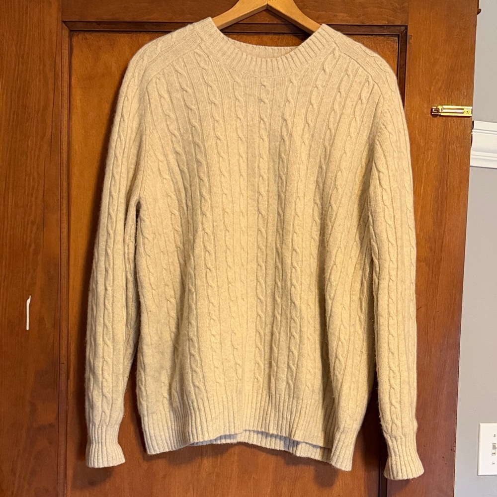 100% Two-Ply Cashmere Cable Knit Crewneck Sweater